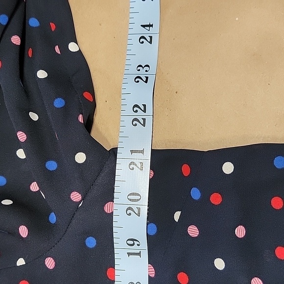 Talbots, Size S Navy Blue with Red, Pink, White and Blue Polkadot Blouse - Picture 7 of 12